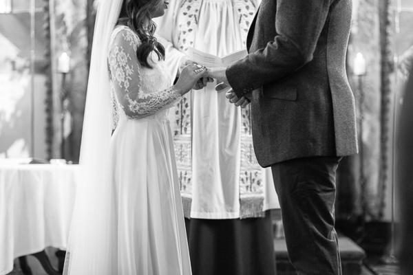 exchanging rings at chapel cromlix 