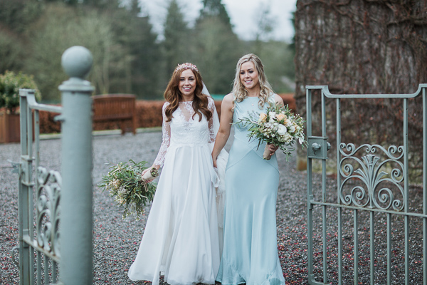 bride and sister at the wedding cromlix house 