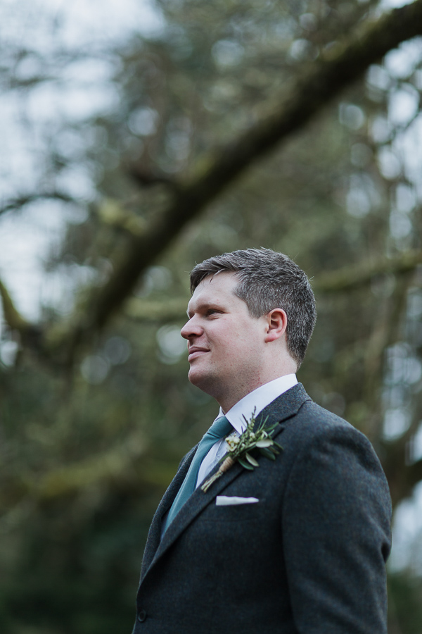 groom looking at the bride cromlix house 