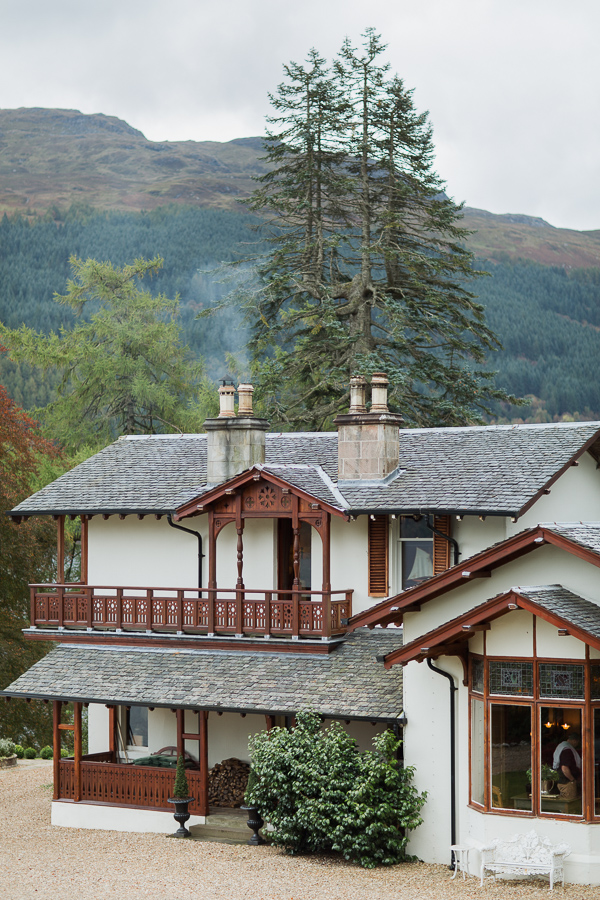 the main house at the lodge on loch goil wedding