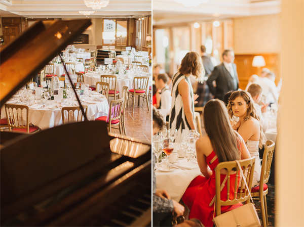 tables set up and wedding guests