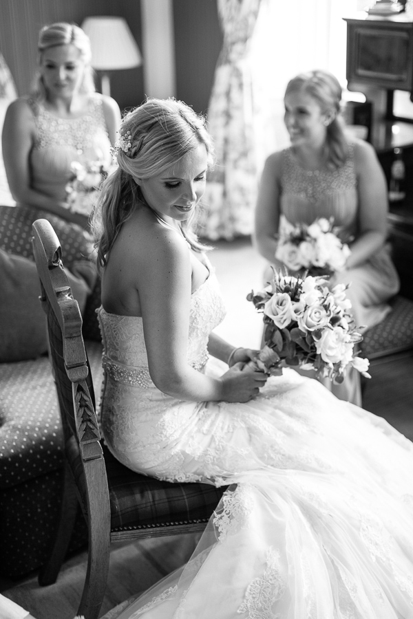 bride looking down on her dress