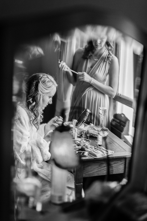 bride getting ready at the lodge on loch goil