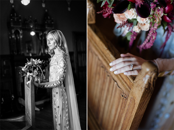 flowers engagement ring and bride