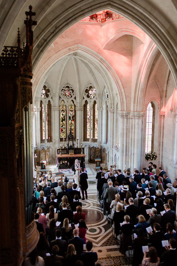 view from top on wedding ceremony on isle of bute