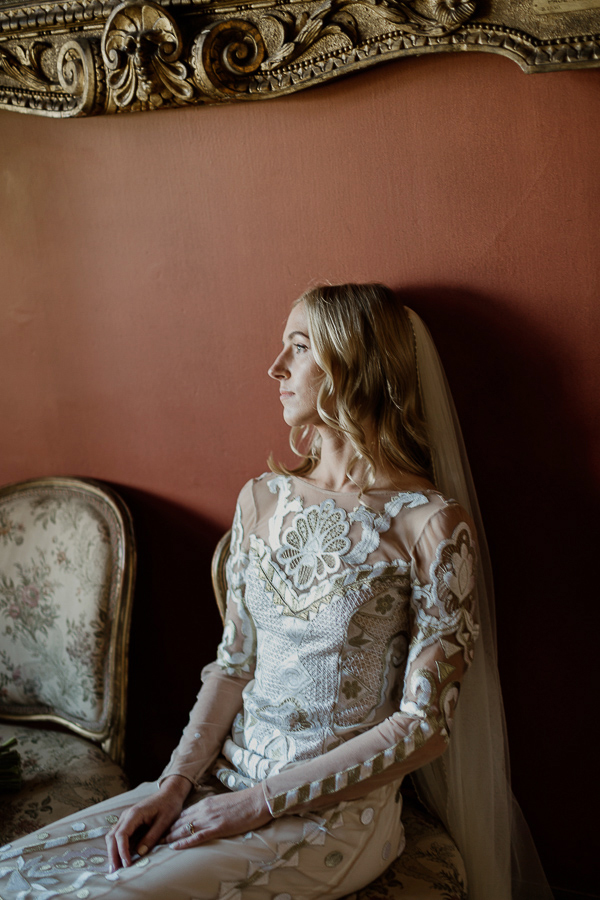 portrait of a blond bride in oriental dress