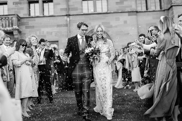 bride and groom confetti shot