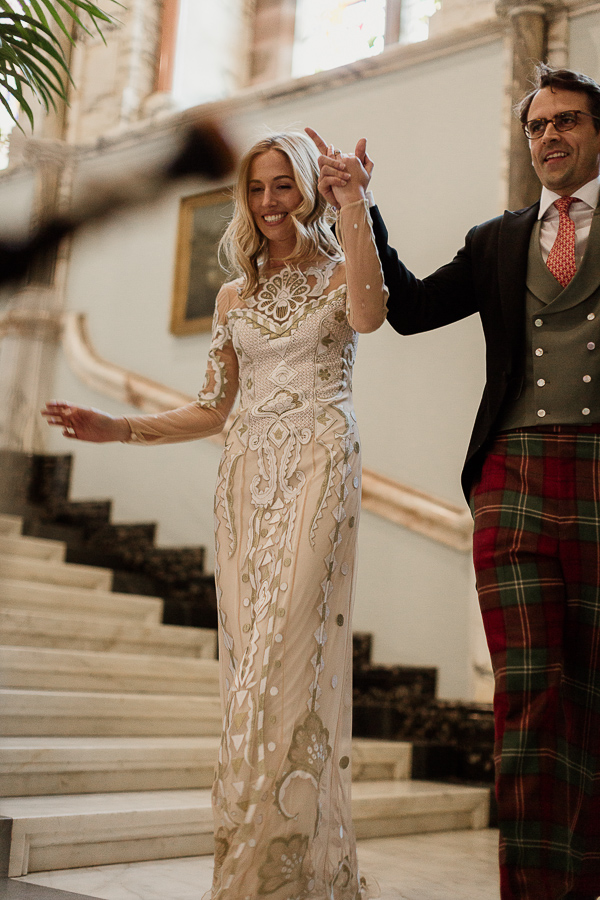 piper is leading bride and groom to speeches