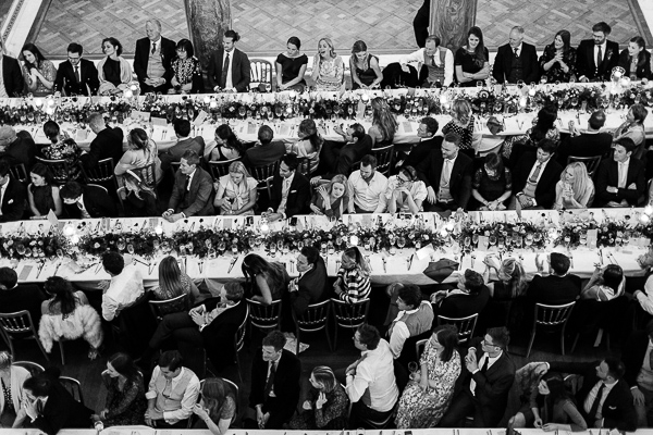 wedding reception in great hall view from top