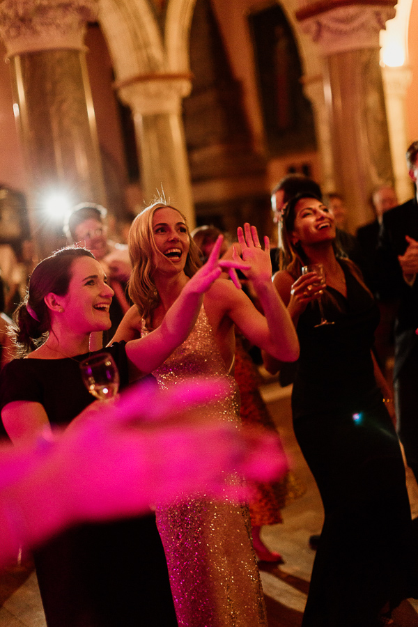 girls dancing at evening wedding reception