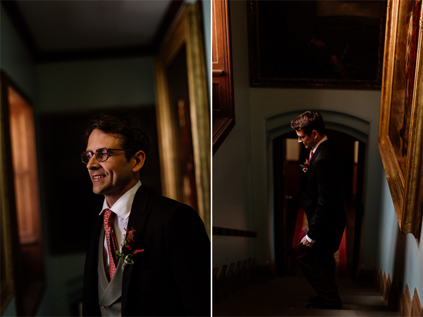 groom laughing waiting for ceremony