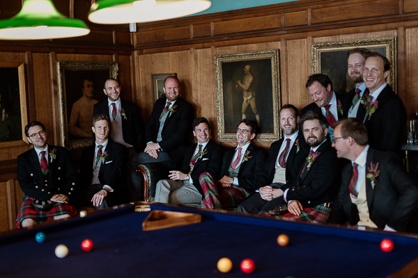 pool table with groomsmen wedding