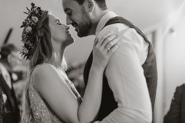 about to kiss during dancing in the Glenapp Greenhouse Scotland