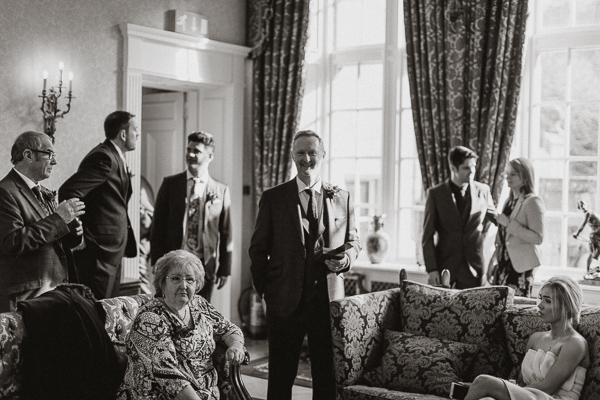 guests in the reception hall at Glenapp Castle Scotland
