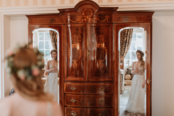 Glenapp Castle wardrobe with mirrors wedding photography