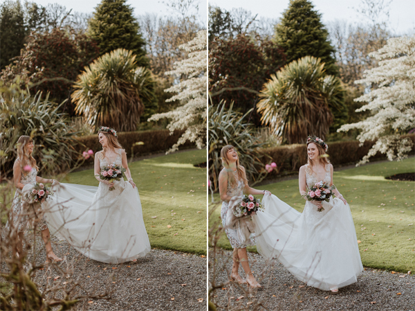birde and her sister arriving for the humanist ceremony at Glenapp Castle 