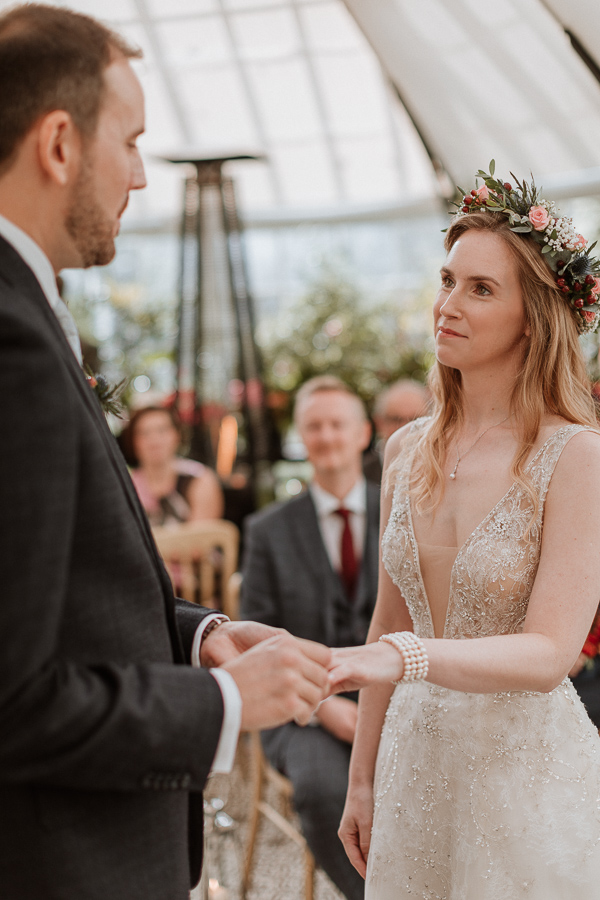 exchanging rings in the Glenapp Greenhouse Ayrshire