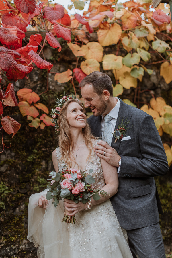 married couple at Glenapp Castle gardens 