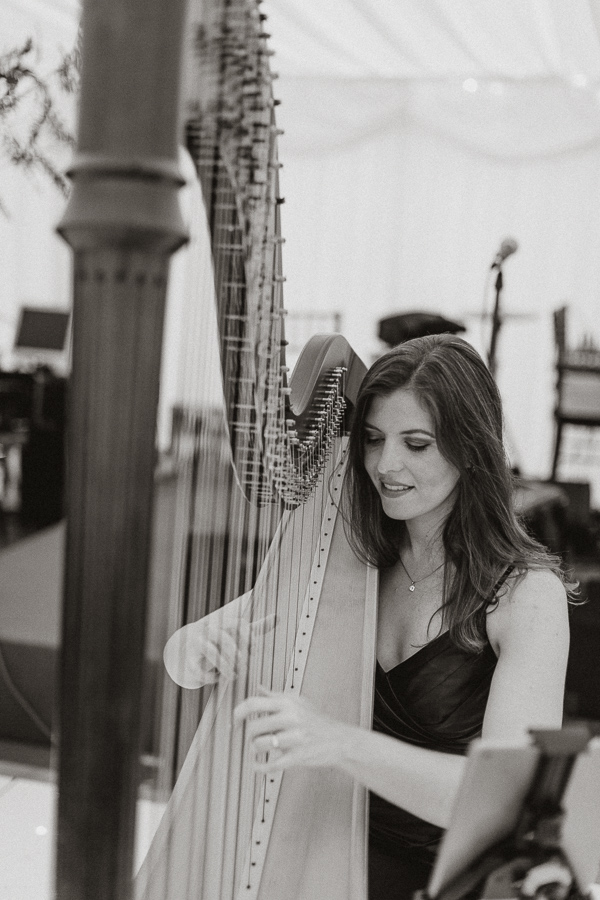 harp beeing played during wedding at soarn castle