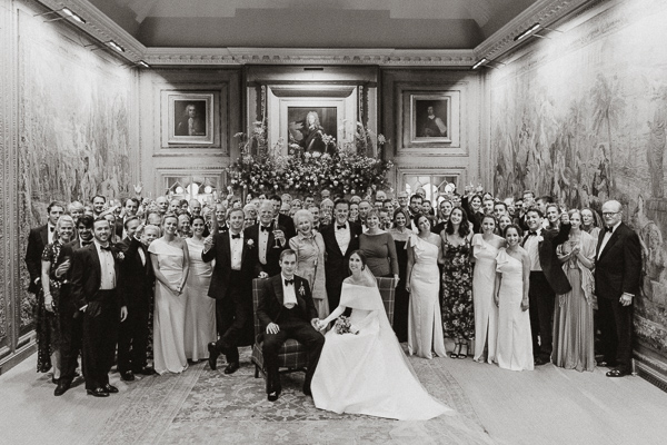 Dumfries House Wedding Photos large group at tapestry room