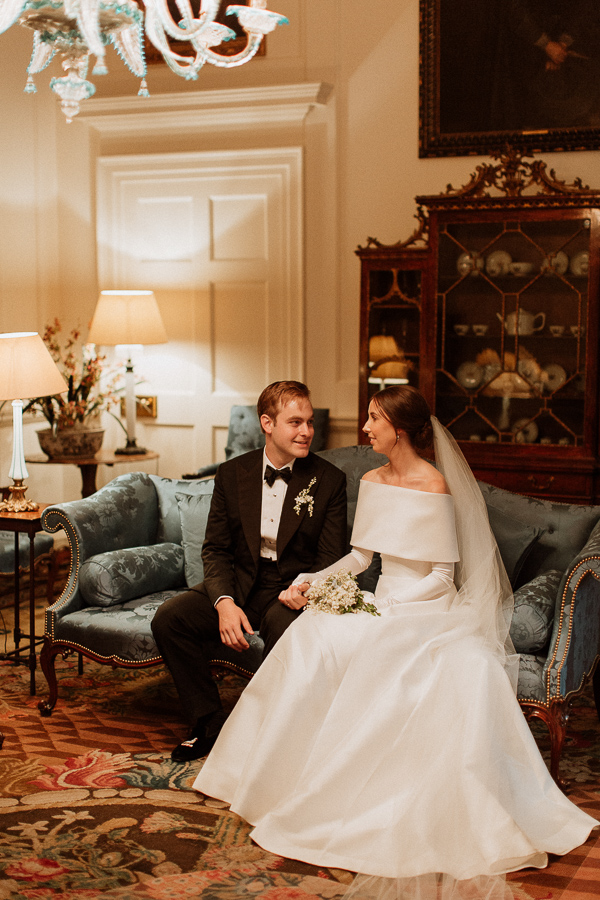 Dumfries House Wedding Photos ride and groom in blue room