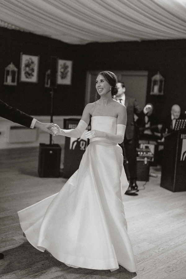 bride smiling during first dance at Dumfries House 