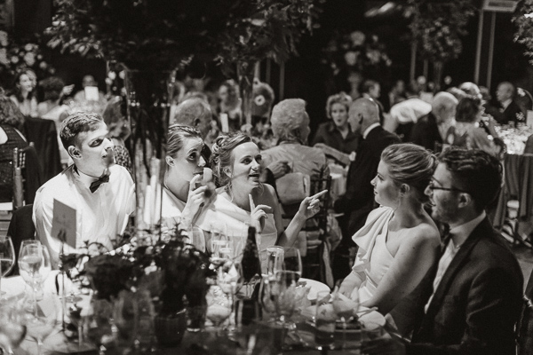 guests chatting in the evening
