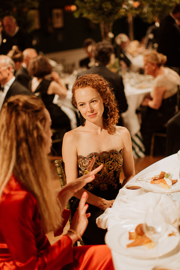 guests chatting at wedding 