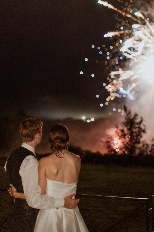 Dumfries House Wedding Photos newlyweds looking at fireworks