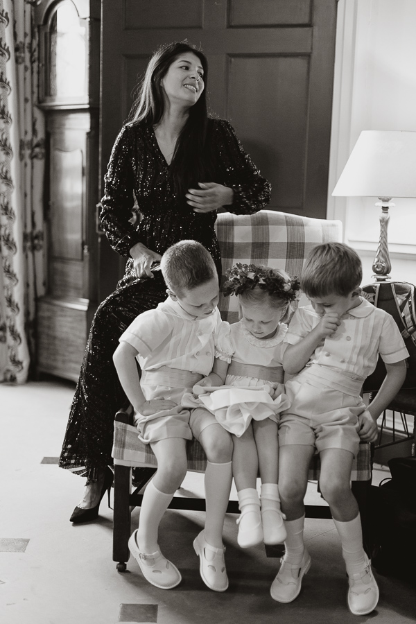 kids sitting on an armchair