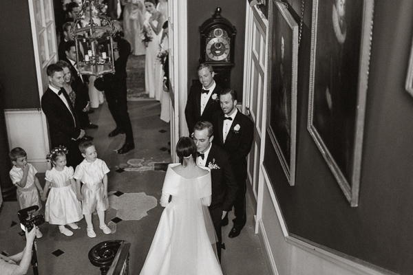bride and groom kissing during first glance dumfries house