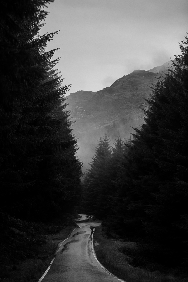 sigle road to the Lodge on Loch Goil
