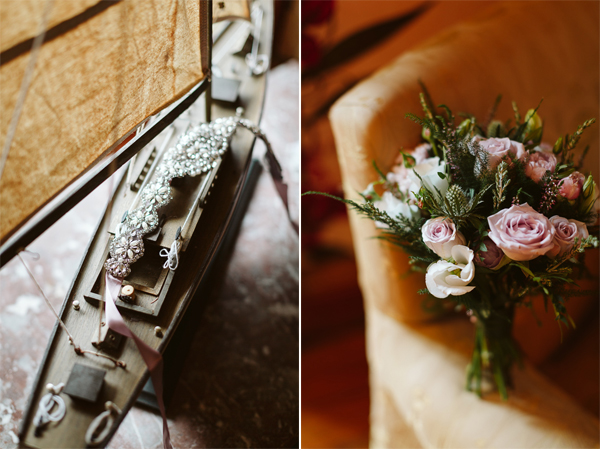 brides precious flowers and a belt sash for wedding dress